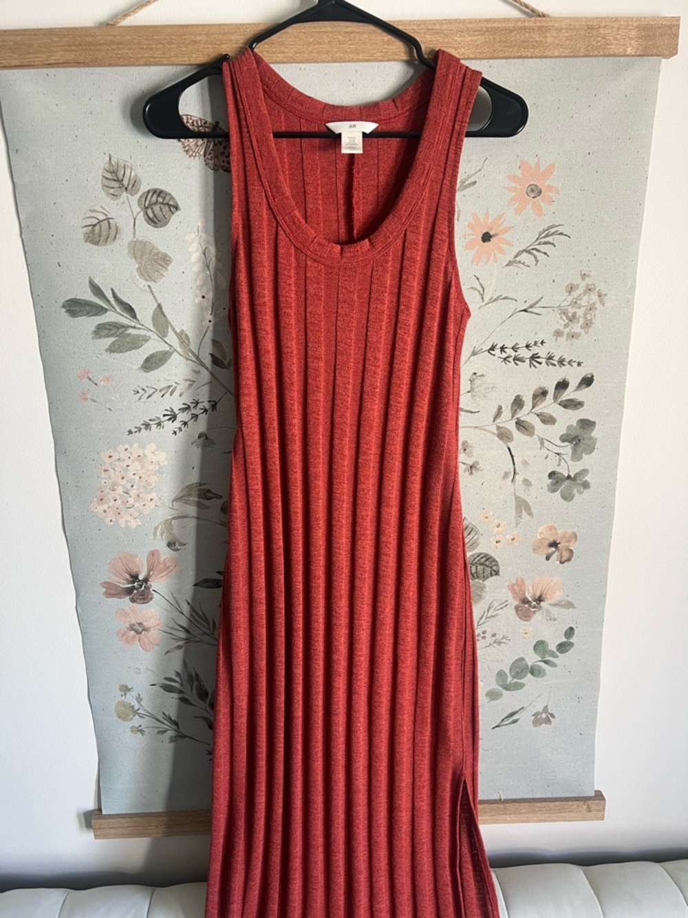 Sleeveless Ribbed Maxi Dress - Rust Red